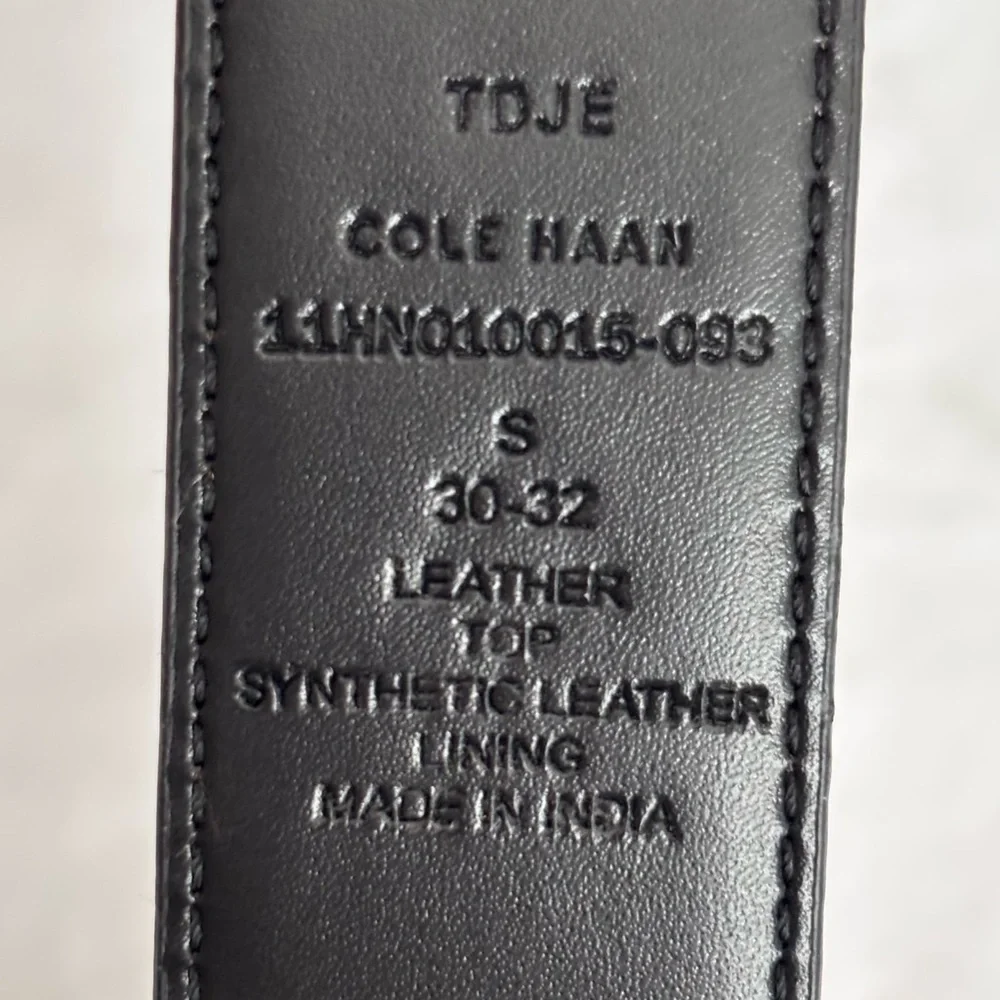 COLE HAAN Men's Classic Reversible Feather Edge Leather Belt--NWT--S